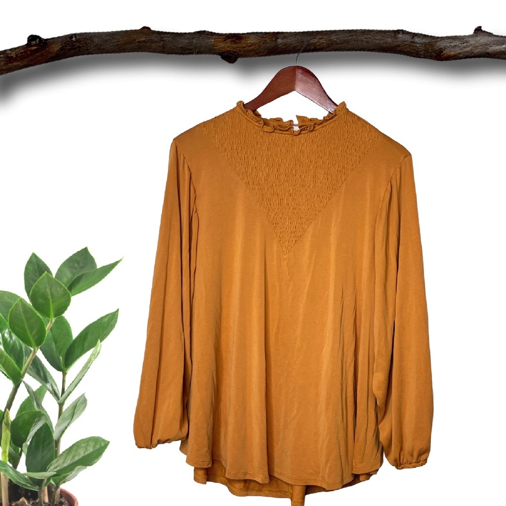 LuLaRoe Clara Smock Blouse, Pumpkin - M